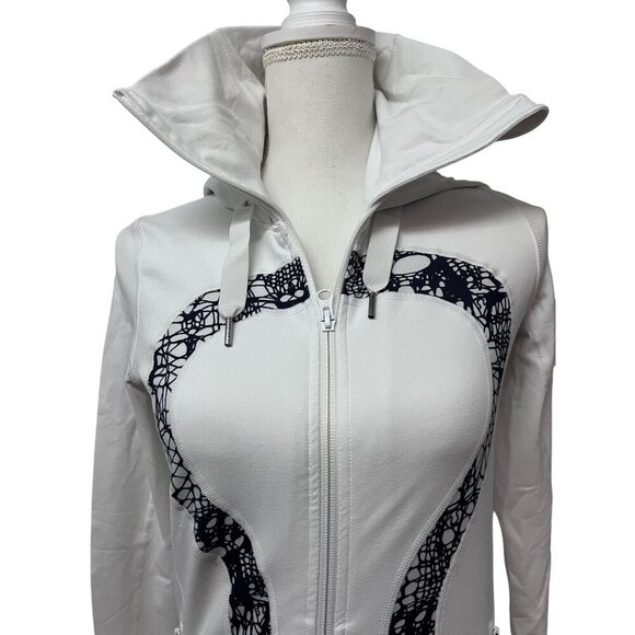 Lululemon Womens White Scuba Hoodie Zip Up Jacket Sz 4 Zip Pockets Logo Hardware - Picture 9 of 15